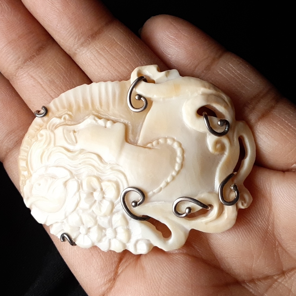 925 Genuine Hand Carved Cameo. Italy. Brooch, Pendant. FIRM. - Picture 3 of 17